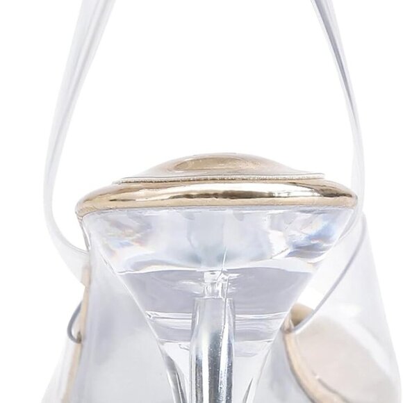 Women Clear Heels Strappy Platform Sandals Open Toe Ankle Strap Shoes - Picture 7 of 9